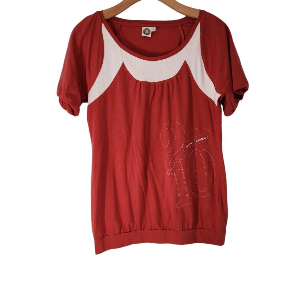 Roland Garros Shirt 2010‎ French Open Short Sleeve Colorblock Red Sz 4 EUC